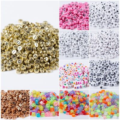 Acrylic Beads 100/200/500pcs Mixed Letter Round Flat Alphabet Digital Cube Spacer Beads For DIY Jewelry Making Bracelet Handmade DIY accessories and o