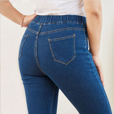 Plus ขนาด5XL 6XL ผู้หญิงเอวยางยืดกางเกงยีนส์ Skinny สูงเอว Curvy Mom กางเกงยีนส์ Casual Vintage Denim กางเกงดินสอ Lady กางเกง