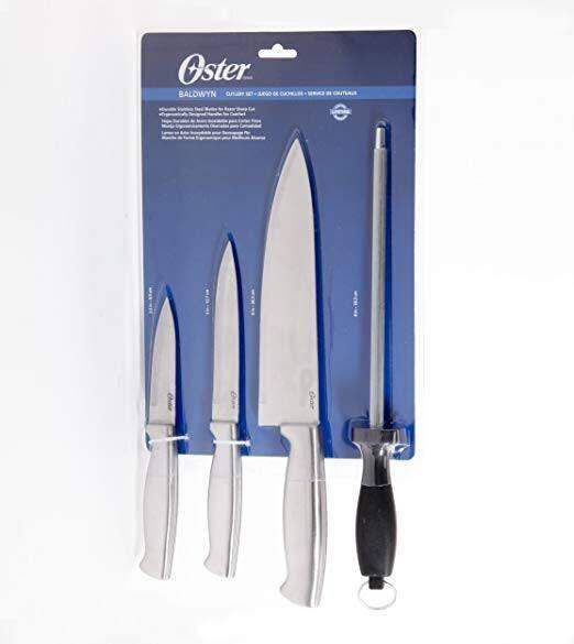 Oster Edgefield 14pc Steel Cutlery Knife Set with Black Knife