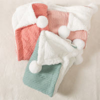 95*70ซม. ผ้าห่มเด็กถักโซฟาโยนผ้าห่ม Nordic Pompom Soft Tapestry ทารกแรกเกิด Swaddle Wrap รถเข็นเด็ก Thicken