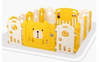 คอกกั้นเด็ก Safety Playpen Baby ที่กั้นเด็ก ลายหมี สีเหลืองขาว