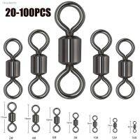 ۩ 20-00PCS Fishing Swivels Ball Bearing Swivel with Safety Snap Solid Rings Rolling Swivel for Carp Fishing Accessories