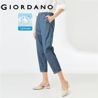 ✗✕ Giordano กางเกงขายาวผู้หญิง กางเกงผ้าเดนิม เอวยางยืด กางเกงแฟชั่นผญ ลุคชิวๆ 05422307