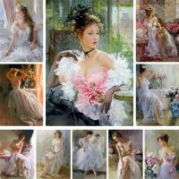 ♘❐ Dancing Women Printed Fabric 11CT Cross Stitch Embroidery Patterns Craft Needlework Handmade Knitting Needle Counted Room Decor