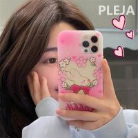 Korean Cute Pink Flower Laser Rabbit Phone Case For iPhone 14 11 12 13 Pro Max Soft Cover Cartoon Silicone Cases For iPhone 13