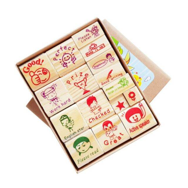 16 in 1 wood teacher stamp Lazada PH