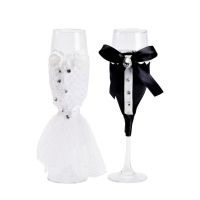 【CW】♣☁❀  Wedding Wine Glasses Cup Set Bride And Groom Valentines Day