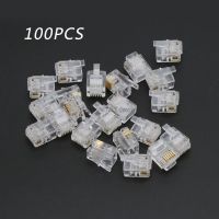 ◘✶ Conectores de teléfono con cabezal de Cable Modular conectores de cristal RJ12 6P6C 100 piezas envío directo