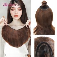 HUAYA Short Hair Pieces Invisible Clip Extension Fluffy Synthetic Wig