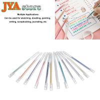 JYA Store ชุดปากกาโลหะ12ชิ้น,ปากกาหมึกเจลระยิบระยับเปลี่ยนสีสีกันน้ำสำหรับสมุดภาพการวาดเส้นขยุกขยิก