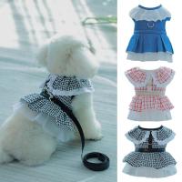 Doll Collar Pet Dress With Chest Strap Traction Rope Small Medium Dogs Breathable Mesh Two-legged Soft Puppy Summer Walks Outfit Dresses