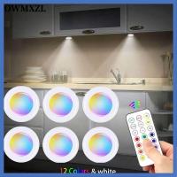 OWMXZL พร้อมรีโมทคอนโทรล ไฟ LED ใต้ตู้ RGB เปลี่ยนสีได้ ไร้สายแบบไร้สาย ไฟตู้เสื้อผ้า มัลติฟังก์ชั่ เซนเซอร์สัมผัส ไฟกลางคืนไฟ สำหรับห้องครัวห้องนอนตู้เสื้อผ้า