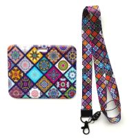 Fashion Mandala Pattern Horizontal ID Badge Holder with Neck Lanyard Strap for Women Girls Drop Shipping Card Holders