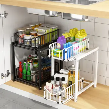 MAXCOOK 2 Tier Sliding Cabinet Basket Organizer Multifunctional Storage Organizer Holder, Under Sink Pull Out Organizer for Cabinet -sliding Drawer