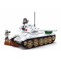 518PCS Sluban 0978 WW2ทหาร T-34/85รถถังรุ่น Building Block ฤดูหนาว Counterattac World Army อาวุธทหารเด็กอิฐของเล่น