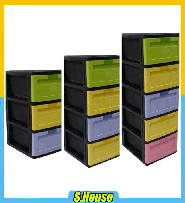 Plastic Drawer Storage Cabinet Cloth File Book Colourful 😊 Kabinet Rak ...