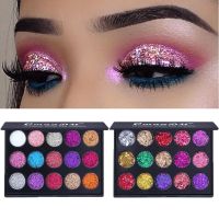 15 Colors Pressed Glitter Eyeshadow Palette Diamond Shinny Soft Powder Eye Shadow Sequin High Textured Cosmetic Eye Makeup Tools