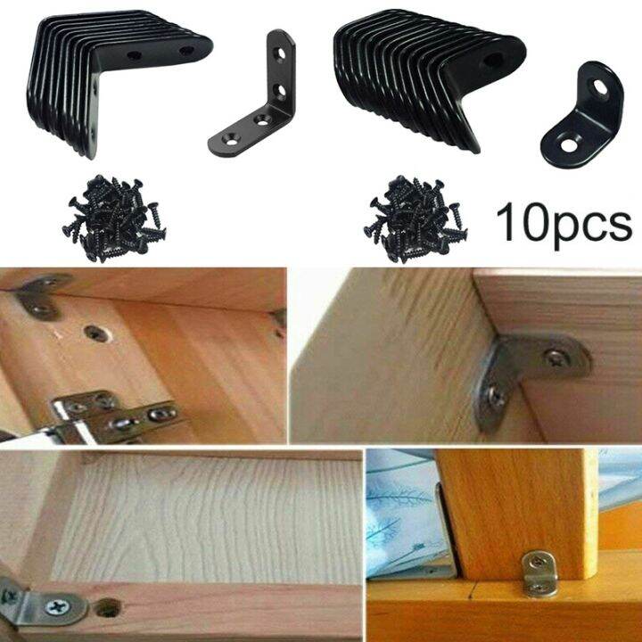 10pcs-black-l-shaped-brackets-stainless-steel-right-angle-bracket-support-iron-wardrobes-cabinet-joint-furniture-hardware