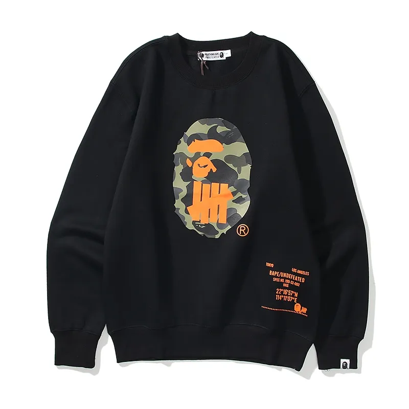 BAPE x Undefeated White Black Terry material A BATHING APE Round Cotton Men  Women Long Sleeve O-Neck Print Sweatshirt | Lazada