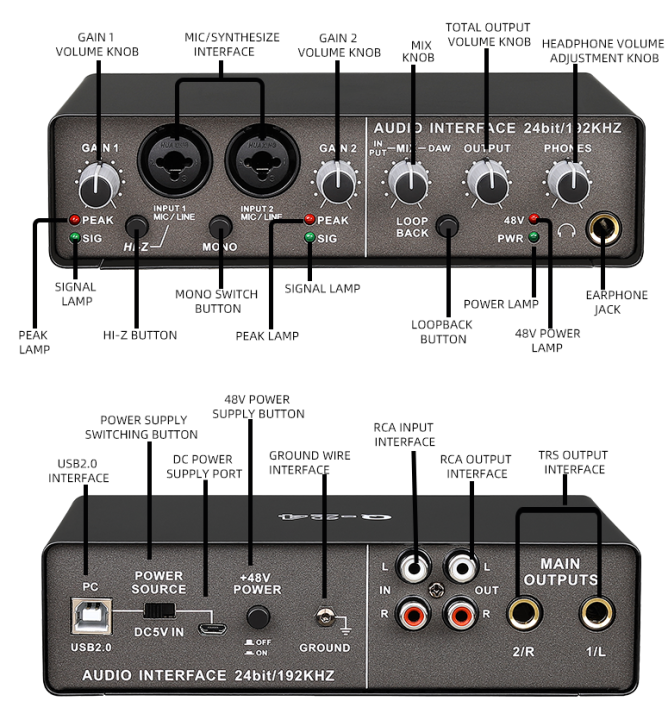 new-teyun-q-24-audio-interface-2-in-4-out-sound-card-with-monitoring-electric-guitar-live-recording-professional-sound-card