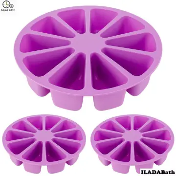 2 Pcs Silicone Cake Scone Pan,Triangle 8 Cavity Pizza Cake Pan,Internal  Diameter 4 inch Cake - Bakeware