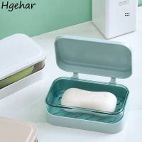 Soap Boxes with Lid Waterproof Portable Shower Soap Holder Bathroom Creative Sponge Plate Double Layer Drain Soap Storage Case Soap Dishes