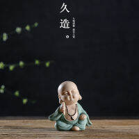 Hot Sales Jiuzao Qinqi การประดิษฐ์ตัวอักษรและภาพวาดชาตกแต่งสัตว์เลี้ยง Little Monk ทรายสีเซรามิค Kung Fu ชุดชาอุปกรณ์งานพิธีพระพุทธรูปทิเบตเนปาล