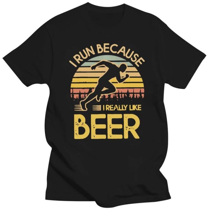 เสื้อยืดขายดี-เสื้อยืดลําลอง-ผ้าฝ้าย-พิมพ์ลาย-i-run-because-i-really-like-beer-สไตล์วินเทจ-สําหรับผู้ชาย-sno6