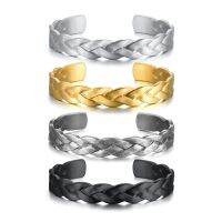 Ddd】 Vnox กำไลข้อมือแบบเปิดชุบทอง Bangle18k สไตล์ข้าวสาลีกำไลข้อมือคู่รักคู่