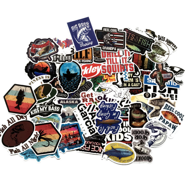 50PCS Funny Fisherman Go Fishing stickers For suitcase Freezer DIY  decoration Decals Car Sticker