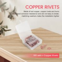 100 Sets Copper Rivets and Burrs Washers Leather Copper Rivet Fastener for Wallets Collars Leather DIY Craft Supplies