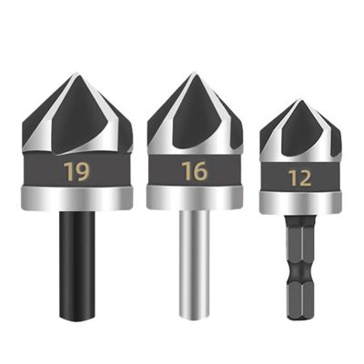 【CW】 12/16/19mm Woodworking Chamfering Countersunk Set Five-blade Slotting Punching
