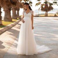 【HOT】☑❣ Wedding Dresses for Womens V-neck Short Sleeves Tulle A Sequin Pregnancy Brides Cheap 2021