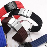 （Bar watchband）16มม. 18มม. 20มม. 22มม. 24มม. สายรัดซิลิโคนพับหัวเข็มขัดสำหรับ SamsungWatchS2 RubberStrap Band