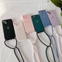 Cute Love Heart Crossbody Lanyard Case For iPhone 11 12 13 Pro Max XR X XS Max 7 8 Plus Cord Rope Necklace Strap Soft Cover