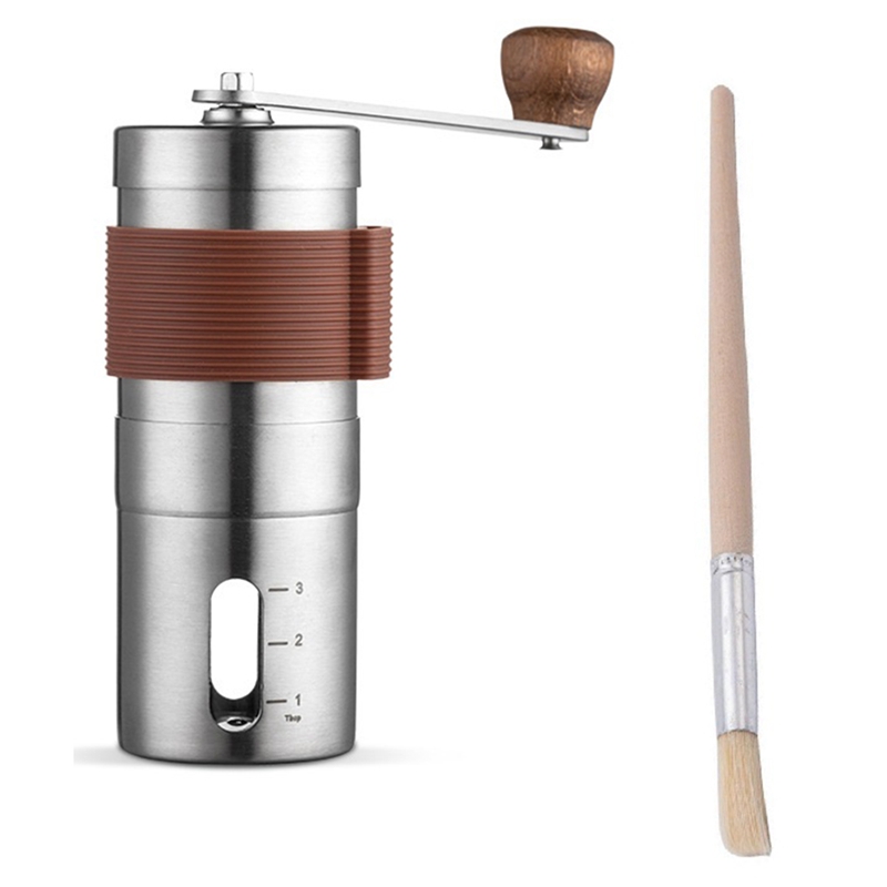 Portable Stainless Steel Manual Coffee Grinder Hand Crank Conical Burr Mill Tool 