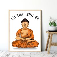 Funny Let that Shit Go Quote Bathroom Sign Canvas Prints And Poster Bathroom Art for Zen Painting Wall Picture Bathroom Decor