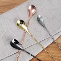 30cm Water Drop Bar Spoon Electroplated Multi color Long Handle Stirrer Spoon Fine Thread Bar Spoon Cocktail Stirrer