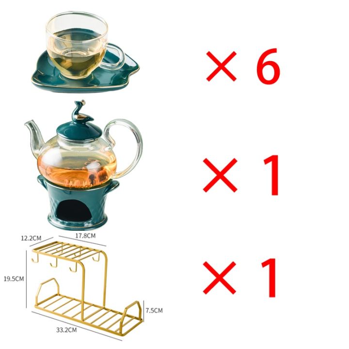 hot-premium-green-golden-glass-swan-teapot-with-strainer-and-holder-services-teaware-set-cup-and-saucer-water-flower-kettle