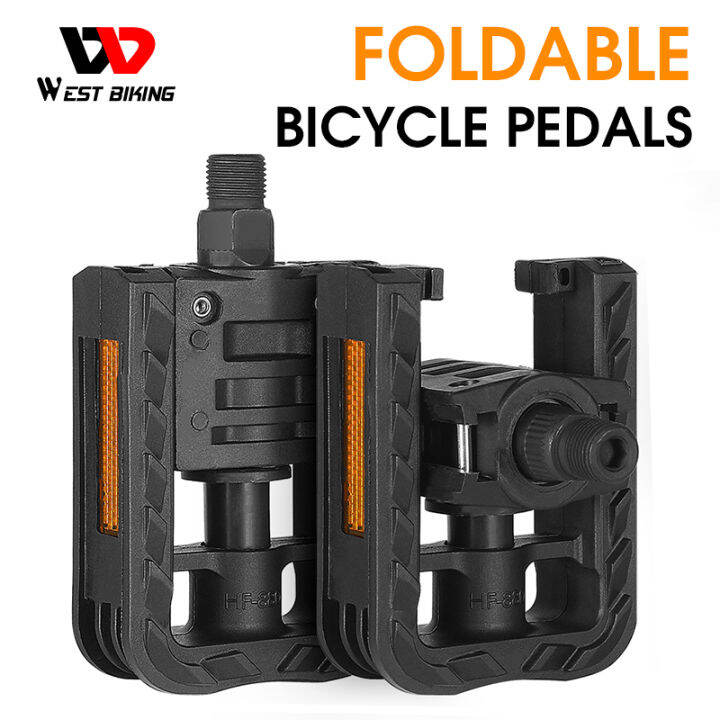 WEST BIKING 2pcs Bicycle Folding Pedals MTB Road Bike NonSlip Pedal Nylon Cycling Pedal Ball