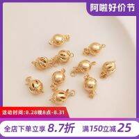 สร้อยคอมุกแทรกเข็มกลัด14 K ชุบทองรอบกระดุมทรงกลมกลวงออกโคมไฟสีแดงใน Diy เครื่องประดับปิด