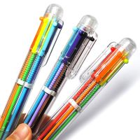 VITNAT 2Pcs Plastic Pens with Multi-color Models 6 in 1 Multi-colored Ballpoint Pen Push Type Pen Stationery School Office Tools
