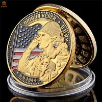 WW II 1944.6.6 D-Day Omaha Beach Gold Plated Souvenir Cimetiere American Military Challenge Coin Collection