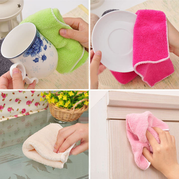 rebrol-จัดส่งฟรี-ผ้าเช็ดจานไฟเบอร์ผ้าเช็ดจานผ้าเช็ดจานผ้าเช็ดทำความสะอาดผ้าเช็ดมือ-สีสุ่ม