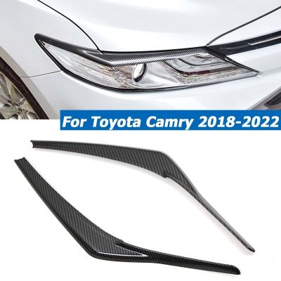 ❐ 2PCS Front Headlight Eyelid Eyebrow Cover Eye Lids Sticker Trim For Toyota Camry LE XLE SE XSE 2018 - 2022 Car Accessories
