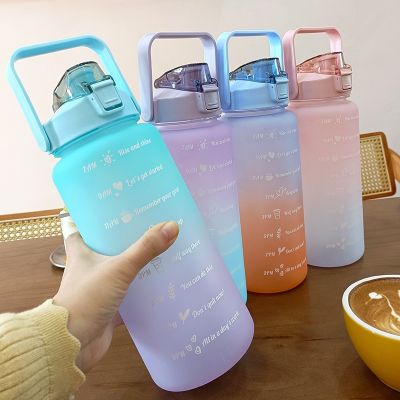 【CC】▬♛▦  2L Bottle Drinking Cup with Stickers Reusable Plastic Large Capacity Kettle