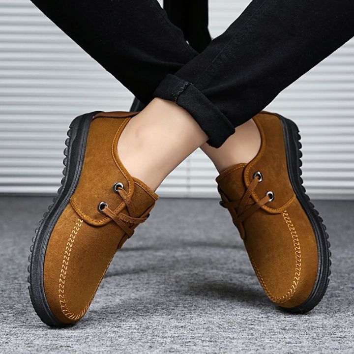 สินค้าราคาถูก-รองเท้าหนัง-รองเท้าผู้ชายรองเท้าแฟชั่นสไตล์เกาหลีหนังนิ่มมากๆรองเท้าผู้ชายใหม่รองเท้าแฟชั่นเกาหลี-สีเหลือง-darane