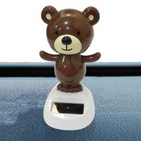 【CW】Bear Car Dashboard Decorations Solar Dancing Toys For Automotive Interior Brown Shaking Head Dolls For Windowsill Fun Ornament