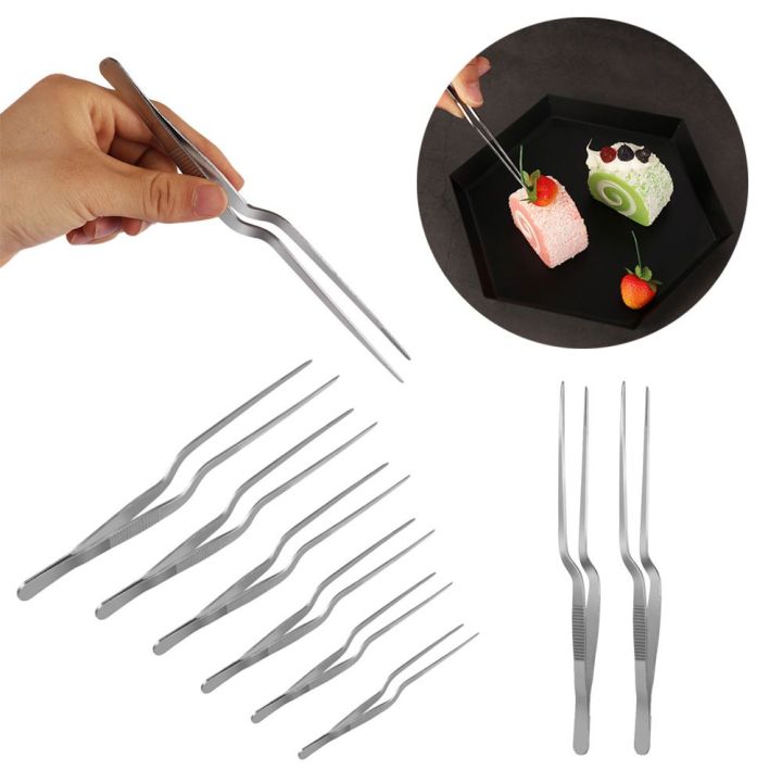 BK6H Kitchen Tool Chef Serving Presentation BBQ Clip Stainless Steel  Barbecue Tongs Food Tweezer