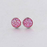 [COD] ของใหม่ 10mm ผู้ชาย Tianxing หยิบใส่ตะกร้าสแตนเลสหู Drusy Stud Earrings